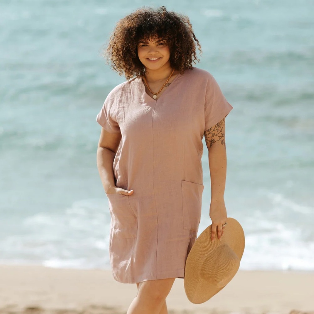 LINEN RELAXED FIT TUNIC TYBEE IN WOODROSE